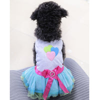 HKM-7119805 Pet Dog Lip Skirt Princess Dress with Cute Bow - Available in Pink and Blue, Sizes XS to XXL