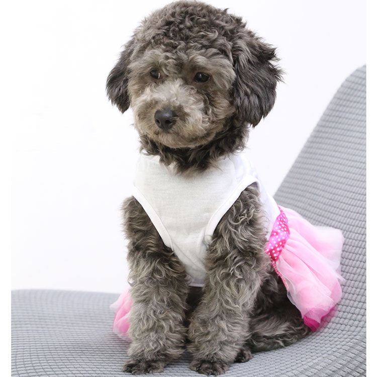 HKM-7119805 Pet Dog Lip Skirt Princess Dress with Cute Bow - Available in Pink and Blue, Sizes XS to XXL