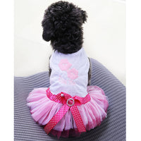 HKM-7119805 Pet Dog Lip Skirt Princess Dress with Cute Bow - Available in Pink and Blue, Sizes XS to XXL
