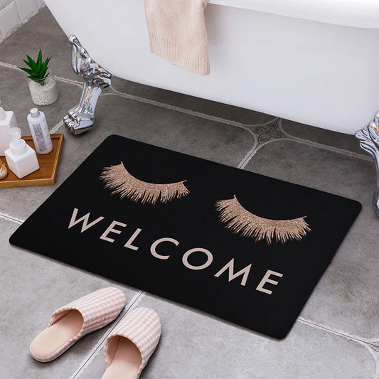 HKM-712019 Multicolor Absorbent Cotton Door Mat Rectangular Bathroom Rug - Hand Washable, Various Sizes Available