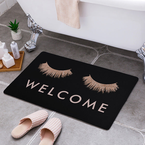 HKM-712019 Multicolor Absorbent Cotton Door Mat Rectangular Bathroom Rug - Hand Washable, Various Sizes Available