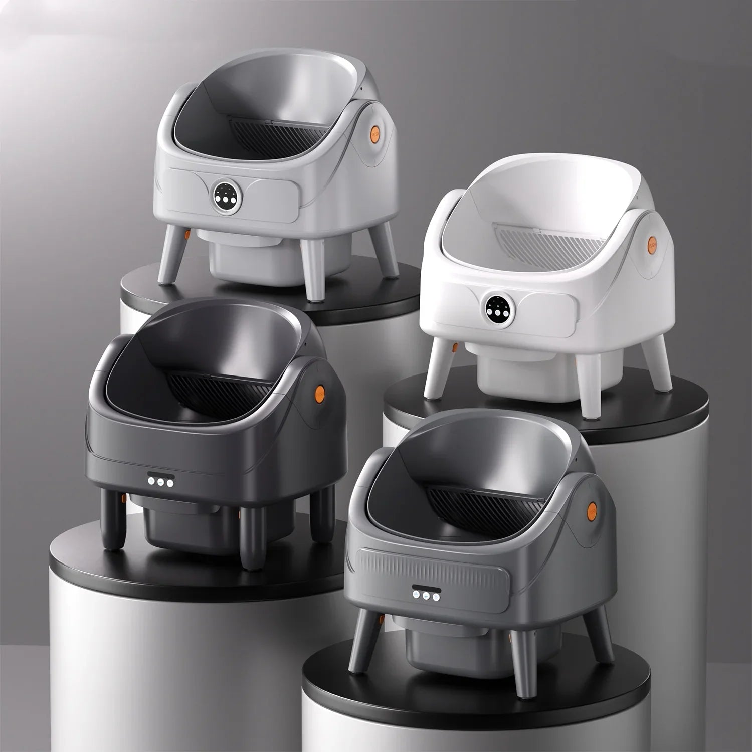 HKM-712083 Automatic Self-Cleaning Cat Litter Box, 74L Capacity, Waterproof Stainless Steel, Smart Monitoring, 11KG