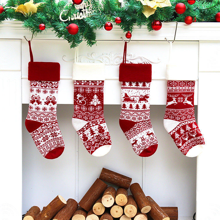 HKM-712083 Jacquard Knitted Christmas Gift Bag - Festive Designs with Various Characters and Colors