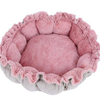 HKM-7121469 Cozy Enclosed Winter Pet Nest in Princess Petal Color, Soft PV Velvet Material