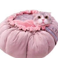 HKM-7121469 Cozy Enclosed Winter Pet Nest in Princess Petal Color, Soft PV Velvet Material