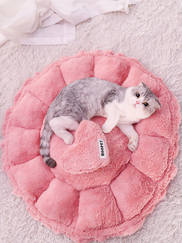 HKM-7121469 Cozy Enclosed Winter Pet Nest in Princess Petal Color, Soft PV Velvet Material