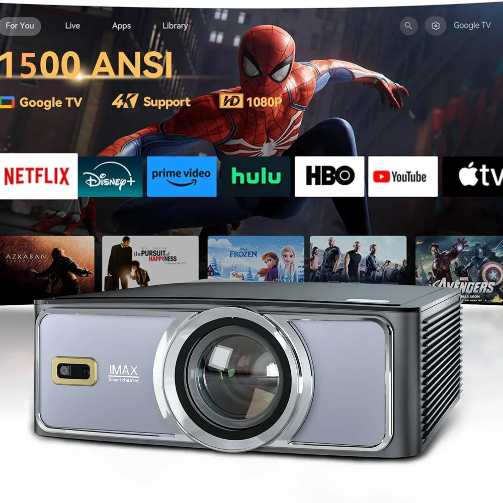 HKM-712147 4K Home Cinema Projector with 1500 ANSI Brightness and 5G WiFi, Google TV OS, LED Lamp