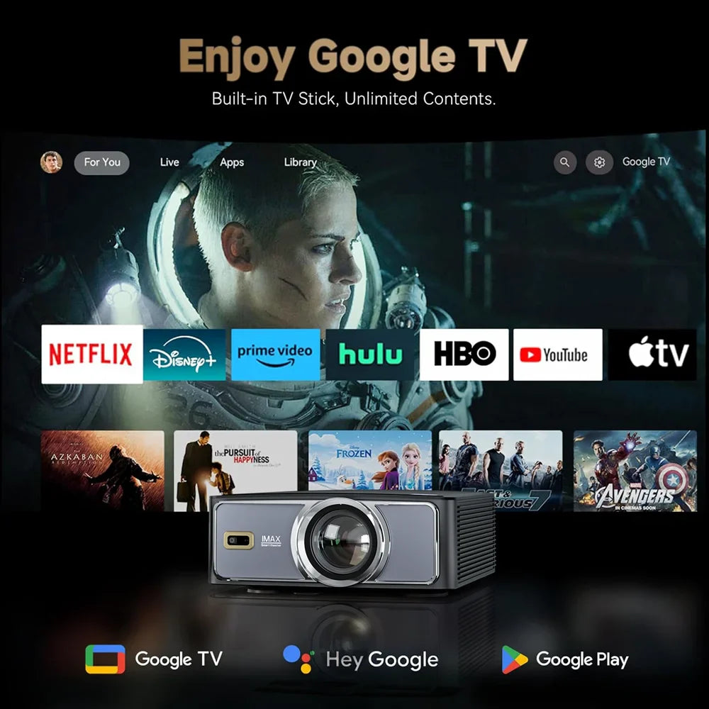 HKM-712147 4K Home Cinema Projector with 1500 ANSI Brightness and 5G WiFi, Google TV OS, LED Lamp