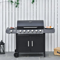 HKM-712147 Professional 6-Burner Gas BBQ Grill for Outdoor Cooking and Events