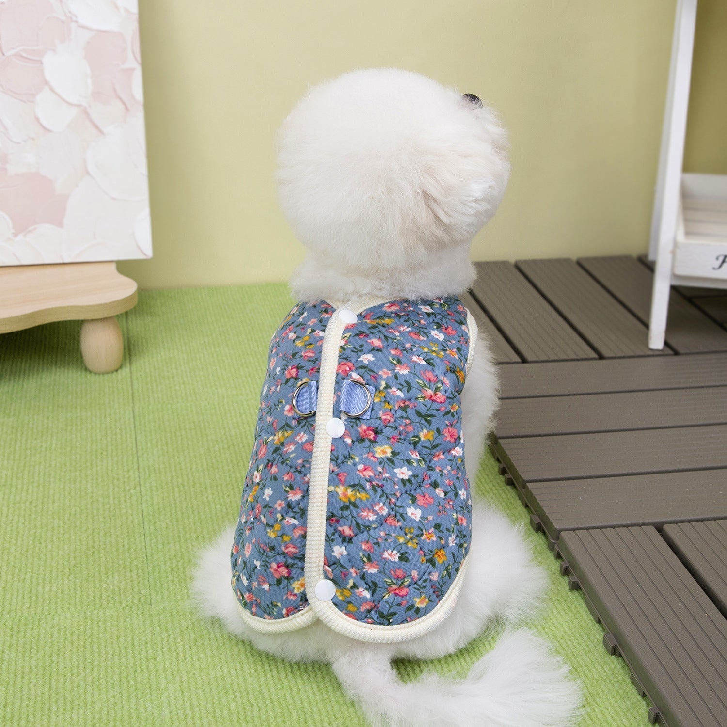 HKM-7121981 Stylish Pet Skirt for Dogs and Cats in Pink and Blue - Casual Ultrasonic Quilted Cotton, Unisex Sizes S-XXL