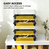 HKM-7122877 2-Tier Small Animal Cage with Doors, Trays, Dish, Bottle, and Ramp for Bunnies, Ferrets, and Chinchillas