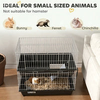 HKM-7122877 2-Tier Small Animal Cage with Doors, Trays, Dish, Bottle, and Ramp for Bunnies, Ferrets, and Chinchillas