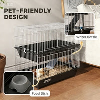 HKM-7122877 2-Tier Small Animal Cage with Doors, Trays, Dish, Bottle, and Ramp for Bunnies, Ferrets, and Chinchillas