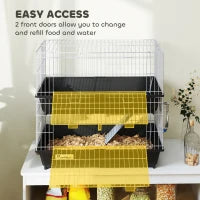 HKM-7122877 2-Tier Small Animal Cage with Doors, Trays, Dish, Bottle, and Ramp for Bunnies, Ferrets, and Chinchillas