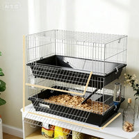 HKM-7122877 2-Tier Small Animal Cage with Doors, Trays, Dish, Bottle, and Ramp for Bunnies, Ferrets, and Chinchillas