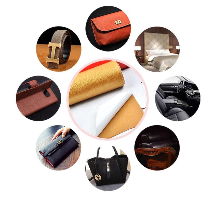 HKM-712467 Adhesive Large Litchi Artificial Leather for DIY Projects and Home Improvement - 138cm Width, Waterproof, Soft and Elastic