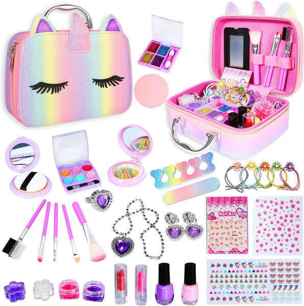 HKM-712467 Kids Pretend Play Makeup Toy Set with Portable Storage Box, Safe and Fun for Ages 2-13