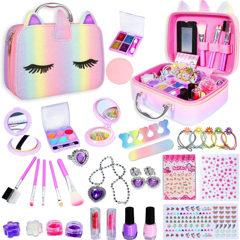HKM-712467 Kids Pretend Play Makeup Toy Set with Portable Storage Box, Safe and Fun for Ages 2-13