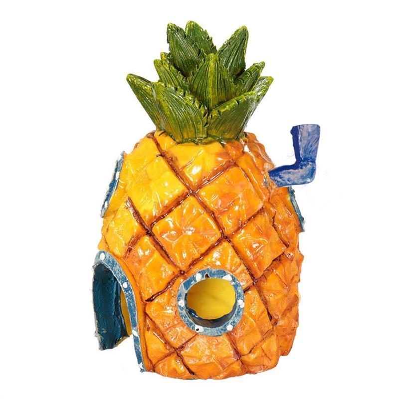 HKM-712467 Pineapple House Aquarium Decoration for Fish Tank, Resin Material, 13 Height