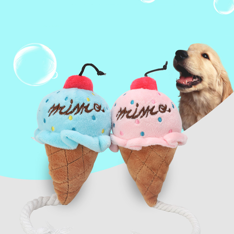 HKM-7126845 Plush Ice Cream-Shaped Dog Molar Toy for Chewing and Sound