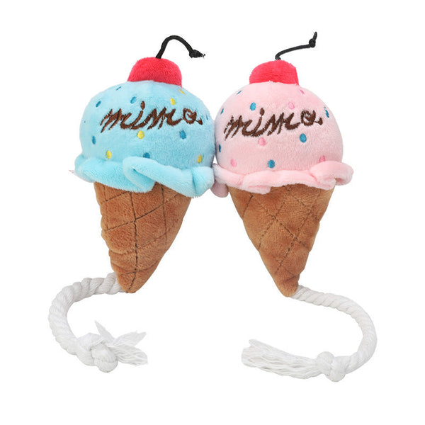 HKM-7126845 Plush Ice Cream-Shaped Dog Molar Toy for Chewing and Sound
