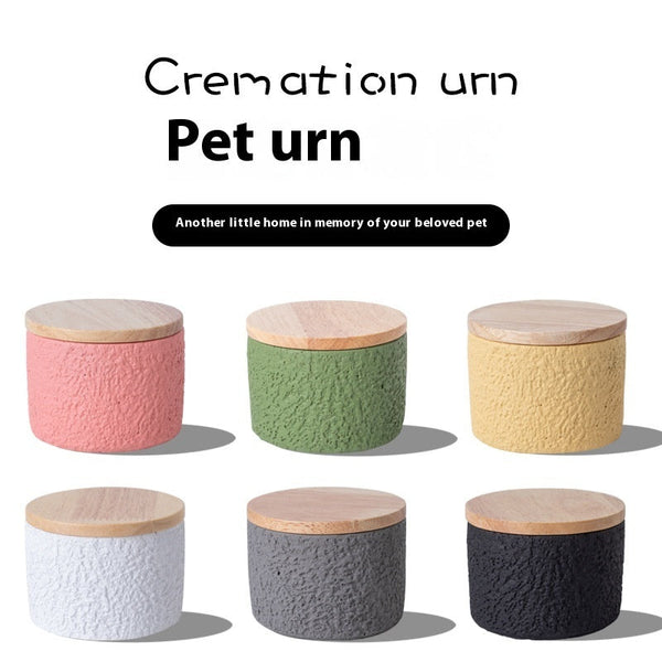 HKM-7127229 Pet Cinerary Casket for Dogs and Cats - Handmade Cement Ash Urn