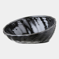 HKM-7127357 Ceramic Cat Bowl with Angled Mouth and Bamboo Frame - Small and Large Sizes Available
