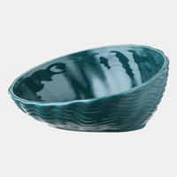 HKM-7127357 Ceramic Cat Bowl with Angled Mouth and Bamboo Frame - Small and Large Sizes Available