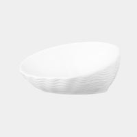HKM-7127357 Ceramic Cat Bowl with Angled Mouth and Bamboo Frame - Small and Large Sizes Available