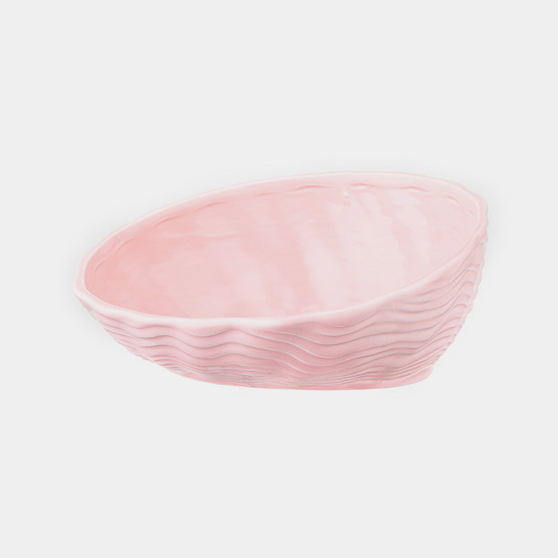 HKM-7127357 Ceramic Cat Bowl with Angled Mouth and Bamboo Frame - Small and Large Sizes Available