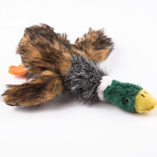 HKM-7127997 Bionic Plush Duck Toy for Dogs with Sound Feature, 8-inch Flannel Design