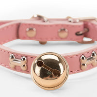 HKM-7129149 Durable PU Pet Collar with Claw Print Bone Design and Alloy Bell in Multiple Colors