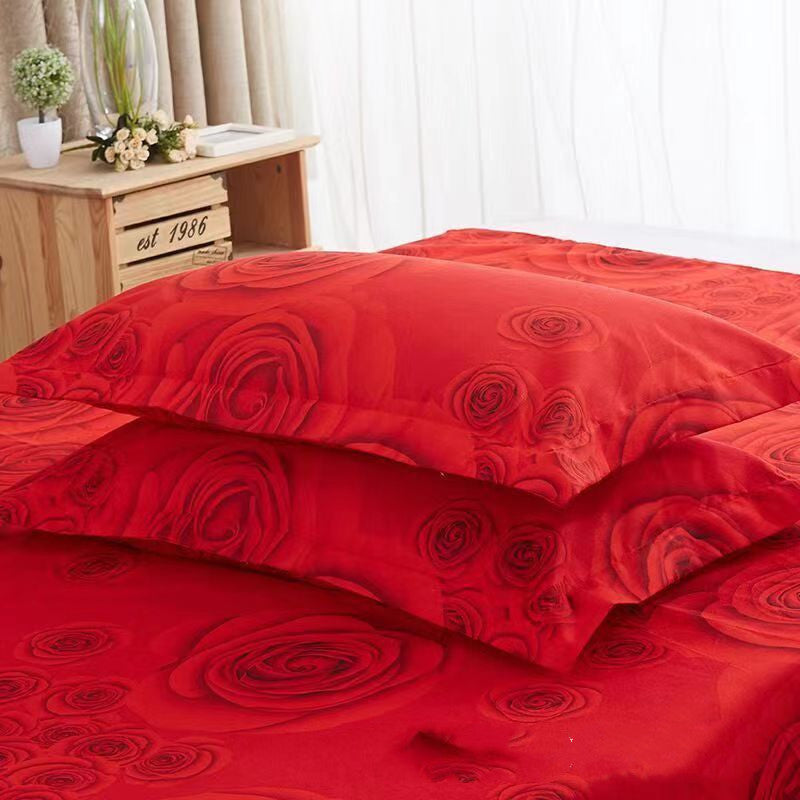 HKM-712915 Brushed Polyester Pillowcases - Skin-Friendly Wedding Collection, Set of 2 in Red