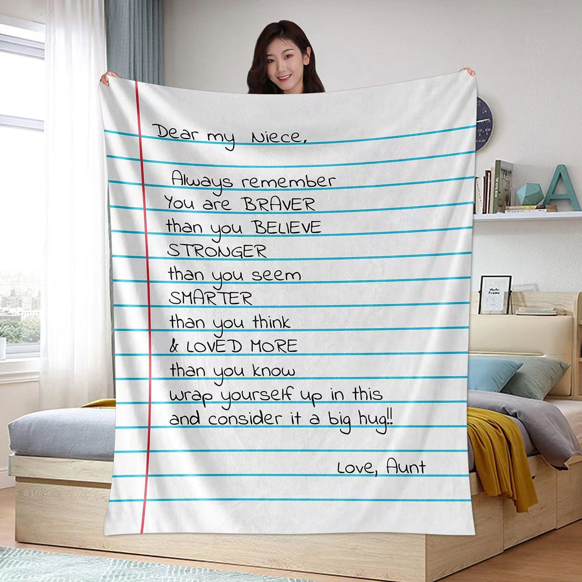 HKM-713107 Family Letter Flannel Blanket - Multiple Sizes in Soft Polyester