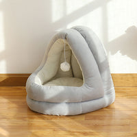 HKM-7131197 Cozy Enclosed Yurt Cat Litter Box - Crystal Velvet Non-Slip Design, Multiple Sizes Available