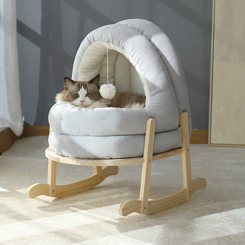HKM-7131197 Cozy Enclosed Yurt Cat Litter Box - Crystal Velvet Non-Slip Design, Multiple Sizes Available