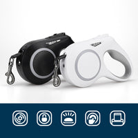 HKM-7132733 Telescopic Traction Rope for Pets with LED Light - 5M Adjustable Length, Includes Charging Cable and Collar