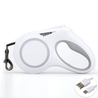 HKM-7132733 Telescopic Traction Rope for Pets with LED Light - 5M Adjustable Length, Includes Charging Cable and Collar