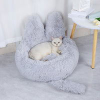HKM-7132989 Cozy Round Plush Nest for Cats and Dogs - Warm Winter Pet Bed and Cushion