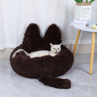 HKM-7132989 Cozy Round Plush Nest for Cats and Dogs - Warm Winter Pet Bed and Cushion