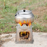 HKM-713299 Portable Titanium Camping Stove - Lightweight Folding Wood Burner for Outdoor Cooking