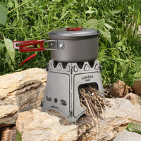 HKM-713299 Portable Titanium Camping Stove - Lightweight Folding Wood Burner for Outdoor Cooking