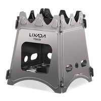HKM-713299 Portable Titanium Camping Stove - Lightweight Folding Wood Burner for Outdoor Cooking