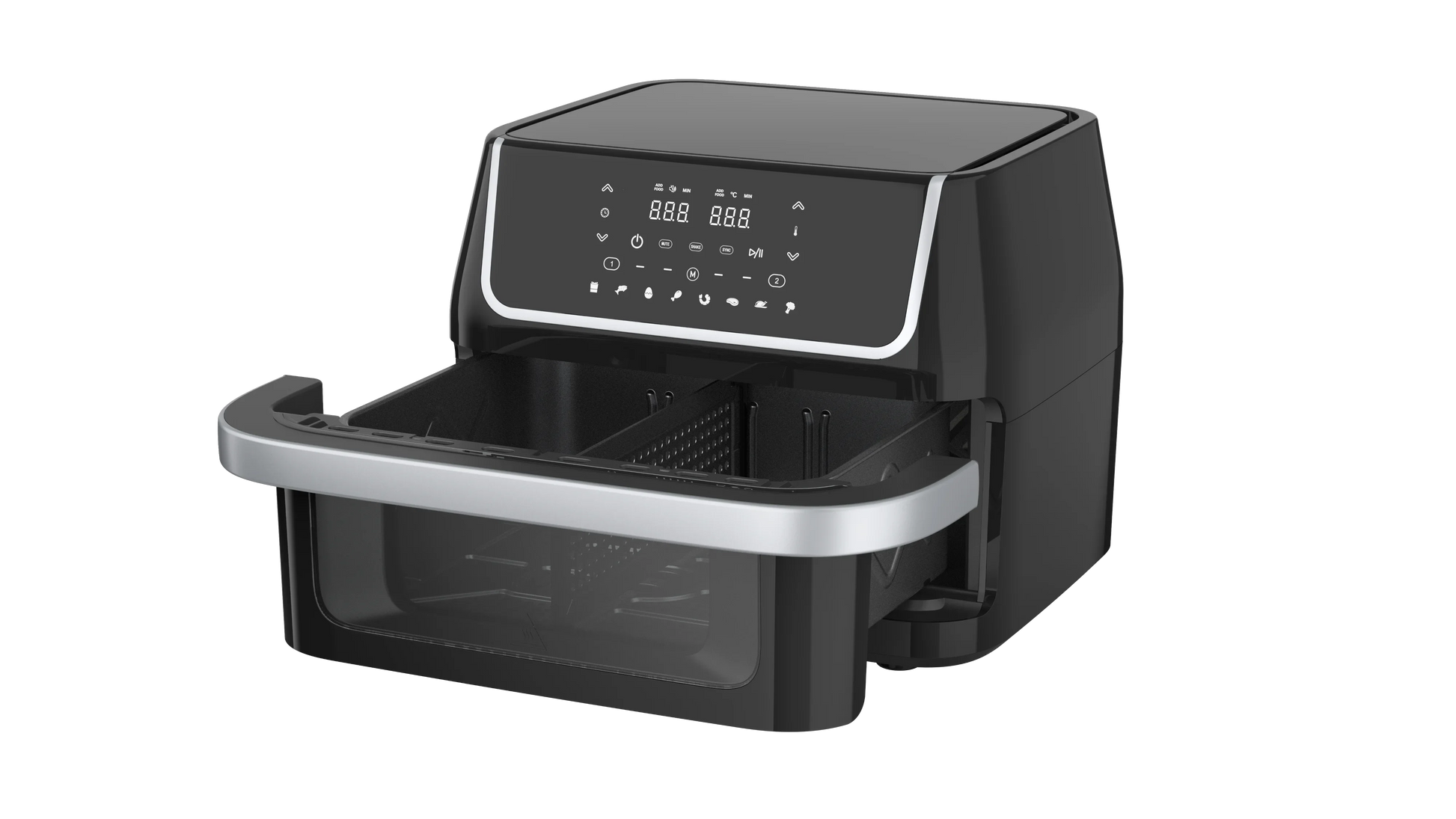 HKM-713363 Stainless Steel Dual-Basket Air Fryer with Anti-Fingerprint Coating - 10L Capacity