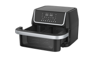 HKM-713363 Stainless Steel Dual-Basket Air Fryer with Anti-Fingerprint Coating - 10L Capacity
