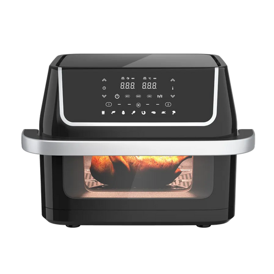 HKM-713363 Stainless Steel Dual-Basket Air Fryer with Anti-Fingerprint Coating - 10L Capacity