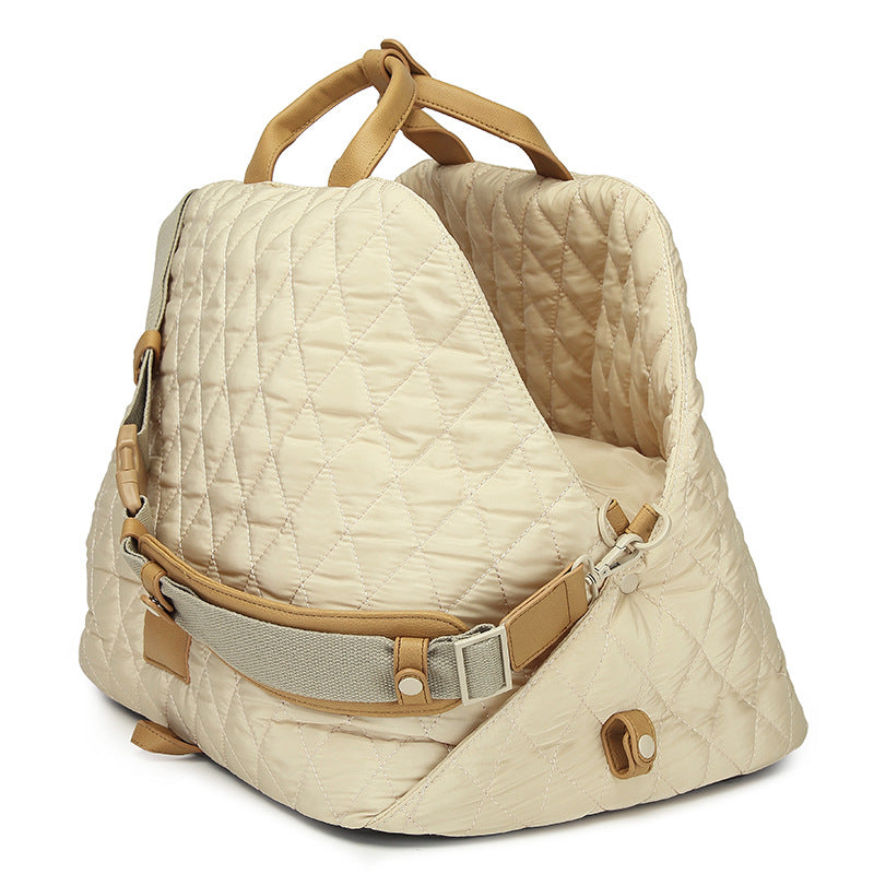 HKM-7135165 Soft Nylon Pet Handbag for Cats - Available in Pink, Khaki, Beige, Gray, and Black - Two Sizes Options