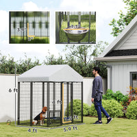 HKM-7136573 Outdoor Dog Kennel with Roof - Spacious, Weather-Resistant Steel Structure for Medium Dogs