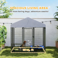 HKM-7136573 Outdoor Dog Kennel with Roof - Spacious, Weather-Resistant Steel Structure for Medium Dogs