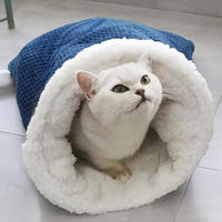 HKM-7136957 Cozy Sleeping Bag for Cats, Warm Semi-Enclosed Crinkle Sack Bed for Cats Up to 6kg